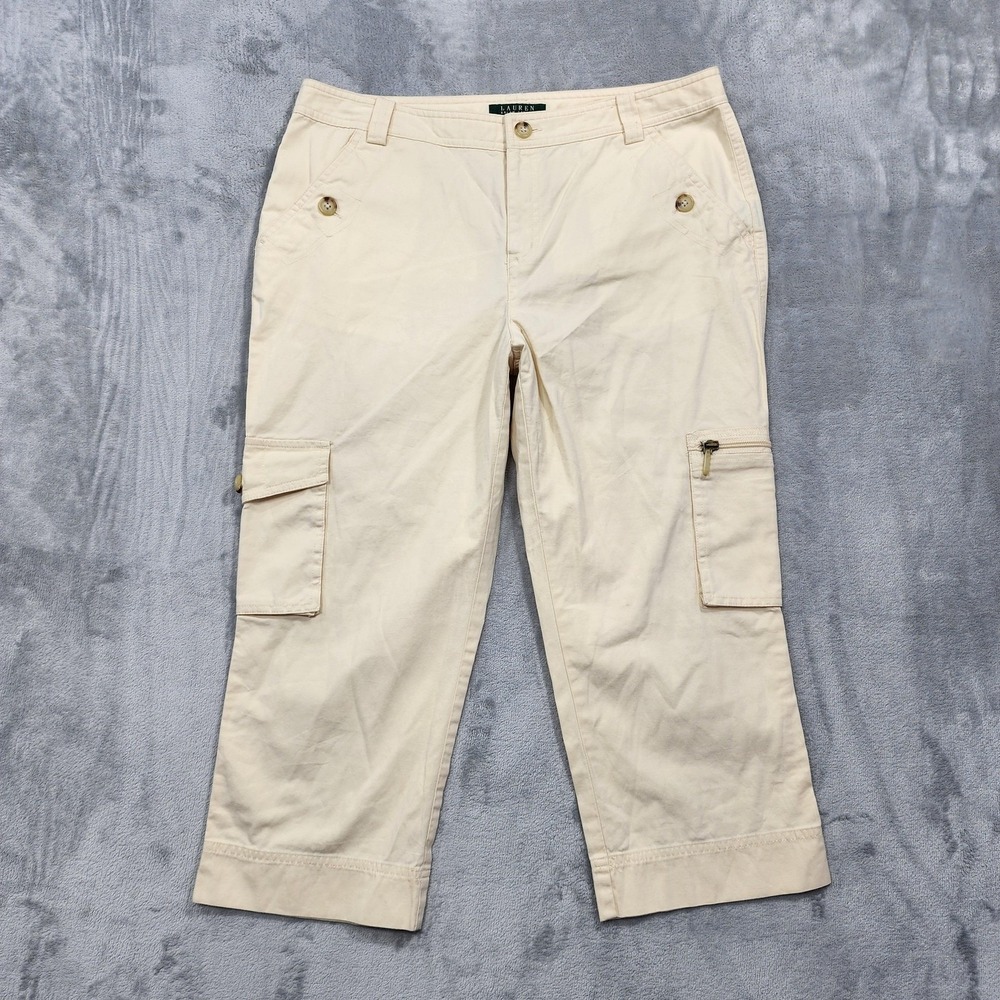 Vintage Lauren Ralph Lauren Pants‎ Womens 10 Yellow High Rise Capri Crop Cargo